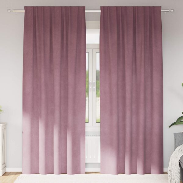 vidaXL Cortinas opacas 2 pcs Rosa Escuro 140 x 245 cm Veludo