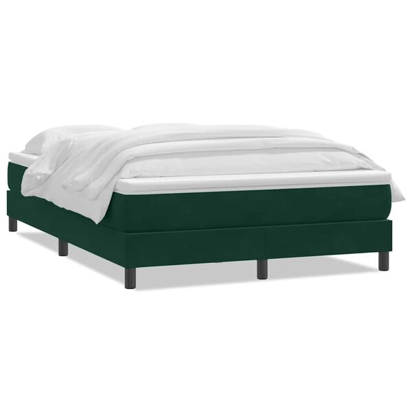 vidaXL Box Cama primavera com Colch&atilde;o Verde Escuro 140x210 cm Veludo