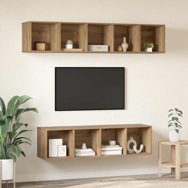 vidaXL Conjunto de m&oacute;vel de TV 4 pcs Carvalho Artesanal