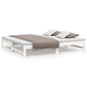 vidaXL Estrutura sof&aacute;-cama de puxar 2x(90x190) cm pinho maci&ccedil;o branco