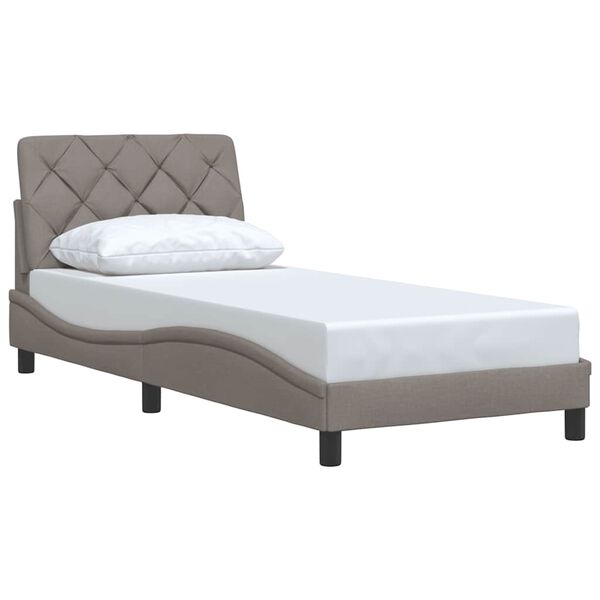 vidaXL Estrutura cama sem colch&atilde;o 90x200 cm tecido cinza-acastanhado
