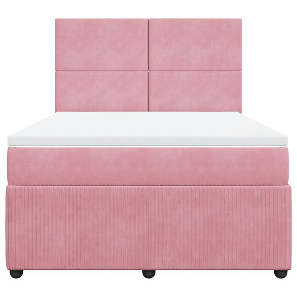 vidaXL Cama com molas/colch&atilde;o 140x200 cm veludo rosa