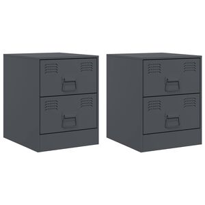 vidaXL Mesas de cabeceira 2 pcs 34,5x39x44 cm a&ccedil;o antracite