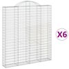 vidaXL Cestos gabi&atilde;o arqueados 6pcs 200x30x220/240cm ferro galvanizado