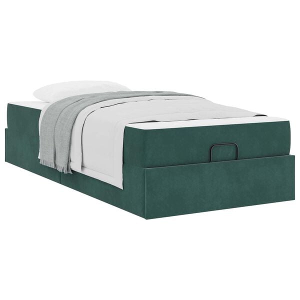 vidaXL Estrutura de cama com colch&atilde;o com colch&atilde;o 2 pcs Verde Veludo