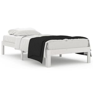 vidaXL Estrutura de cama solteiro 90x190 cm madeira maci&ccedil;a branco