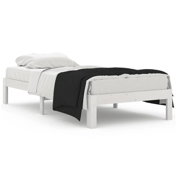 vidaXL Estrutura de cama solteiro 90x190 cm madeira maciça branco