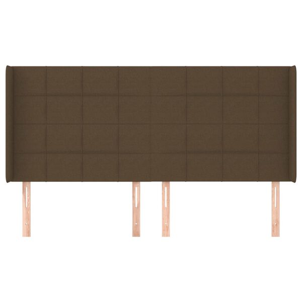 vidaXL Cabeceira cama c/ abas tecido 203x16x118/128 cm castanho-escuro