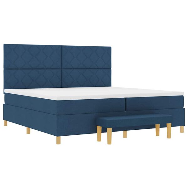 vidaXL Cama Box com colch&atilde;o com cabeceira Azul 200 x 200 cm tecido