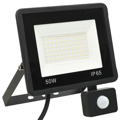 vidaXL Projetor c/ iluminação LED e sensor 50 W branco quente