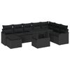 vidaXL Conjunto de Sof&aacute; de Jardim 9 pcs Preto Rattan Sint&eacute;tico