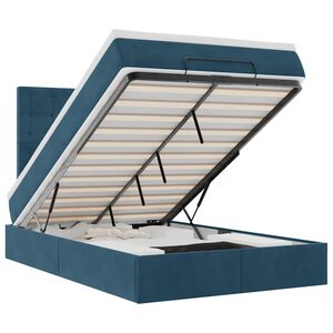 vidaXL Estrutura cama otomana colch&otilde;es 120x200cm veludo azul escuro