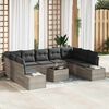 vidaXL Conjunto de Sofá de Jardim 9 pcs Cinzento-claro Polirattan