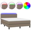 vidaXL Cama box spring colch&atilde;o/LED 140x190cm tecido cinza-acastanhado