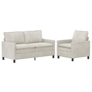 vidaXL Conjunto de Sof&aacute;s 2 unid. Creme Veludo