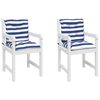 vidaXL Almofad&otilde;es cadeira encosto baixo 2pcs tecido riscas azul/branco