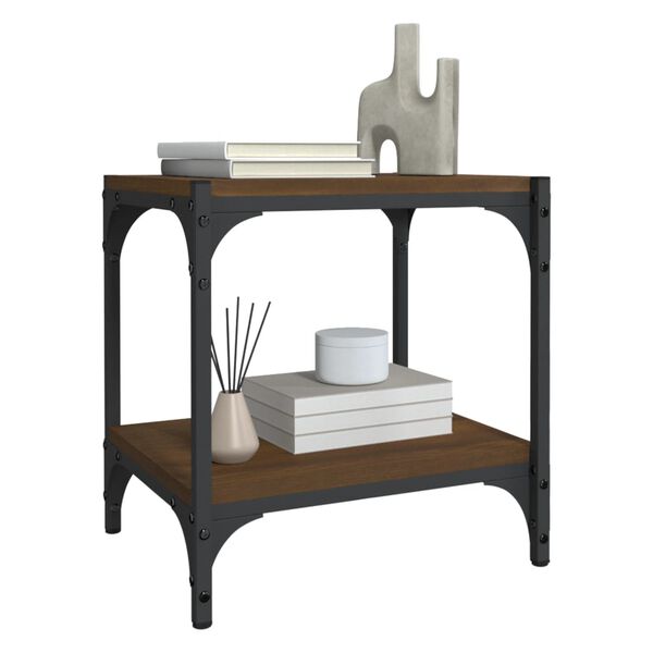 vidaXL Móvel de TV 40x33x41 cm derivados madeira/aço carvalho castanho