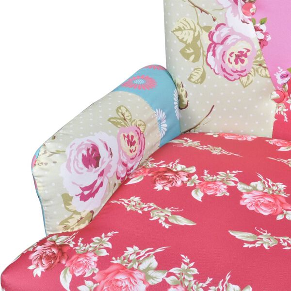 vidaXL Cadeira francesa de tecido com design de retalhos