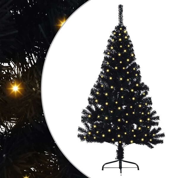 vidaXL &Aacute;rvore de Natal Artificial Pr&eacute;-iluminada Preto 120 cm PVC