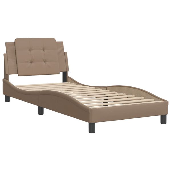vidaXL Estrutura de cama sem colch&atilde;o Zadar 90x200 cm couro artificial cappuccino