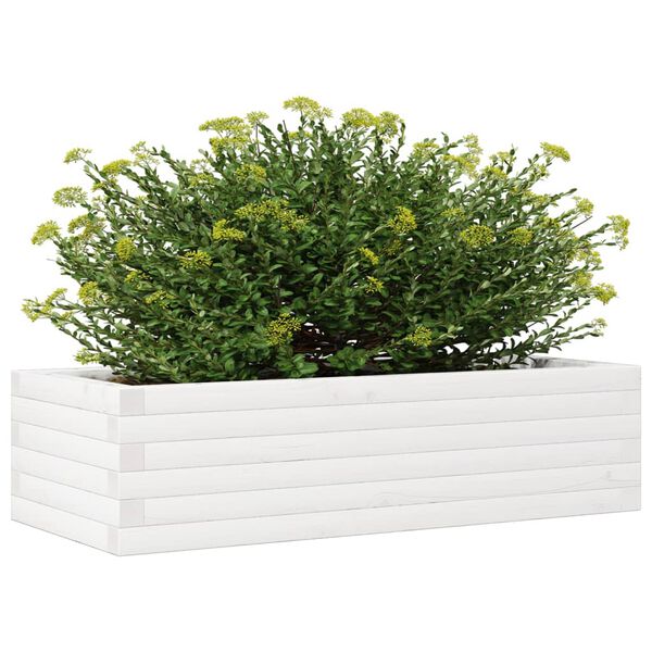 vidaXL Vaso/floreira de jardim 90x40x23 cm madeira pinho maciça branco
