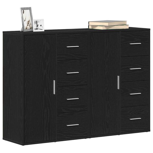vidaXL Buffet 2 pcs Carvalho Preto 60 x 31 x 84 cm Madeira processada