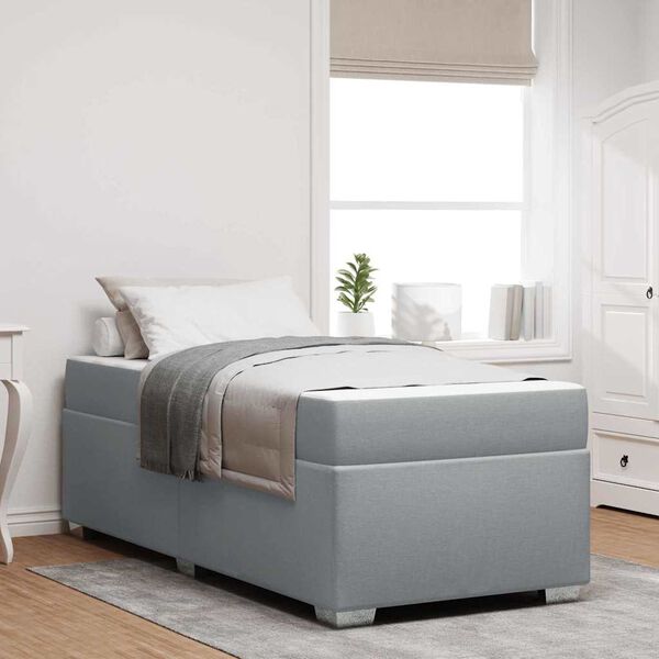 vidaXL Estrutura da Cama com colch&atilde;o Cinzento-claro 90 x 190 cm tecido
