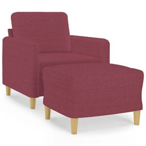 vidaXL Poltrona com apoio de p&eacute;s 60 cm tecido vermelho tinto