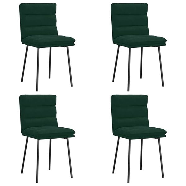 vidaXL Cadeiras de jantar 4 pcs veludo verde-escuro