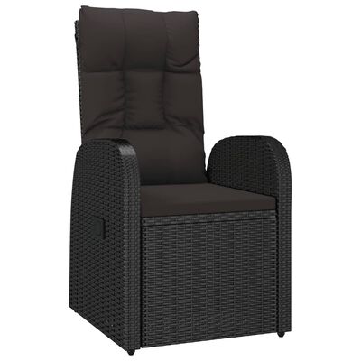 vidaXL Cadeiras de jardim reclináveis c/ almofadões 2pcs vime PE preto