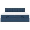vidaXL Estrutura de cama otomana com colch&otilde;es 180x200cm tecido azul