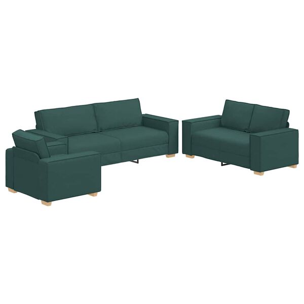 vidaXL Sof&aacute; 3 pcs Verde Escuro 220 x 80 x 84 cm