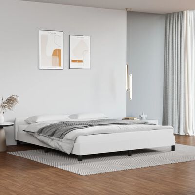vidaXL Estrutura cama c/ cabeceira 180x200 cm couro artificial branco