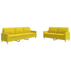 vidaXL 2 pcs conjunto de sof&aacute;s tecido amarelo-claro