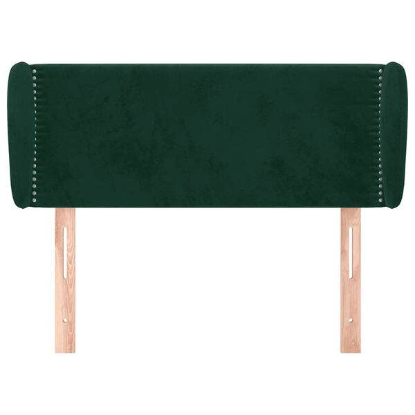 vidaXL Cabeceira de cama c/ abas veludo 83x23x78/88cm verde-escuro