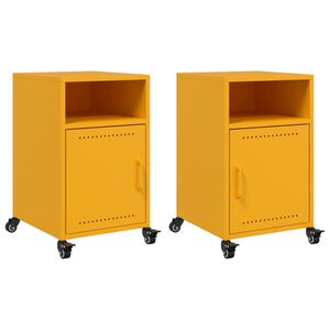 vidaXL Mesas de cabeceira 2 pcs 36x39x59 cm a&ccedil;o amarelo mostarda