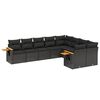vidaXL 9 pcs conjunto de sof&aacute;s p/ jardim c/ almofad&otilde;es vime PE preto