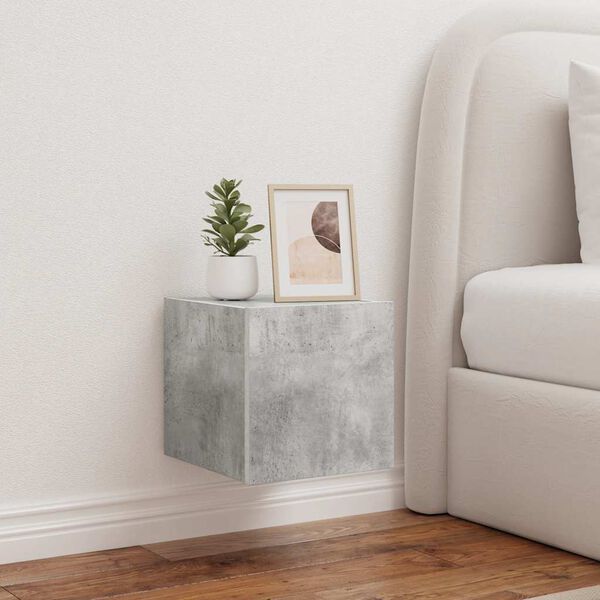 vidaXL M&oacute;vel de parede p/ TV c/ luzes LED 30,5x35x30 cm cinza cimento