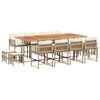 vidaXL 13 pcs conjunto de jantar p/ jardim com almofad&otilde;es vime PE bege