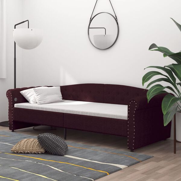 vidaXL Sof&aacute;-cama c/ colch&atilde;o e sa&iacute;da USB 90x200 cm tecido roxo