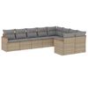 vidaXL 9 pcs conjunto de sof&aacute;s p/ jardim com almofad&otilde;es vime PE bege