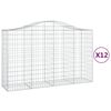 vidaXL Cestos gabi&atilde;o arqueados 12pcs 200x50x120/140 ferro galvanizado