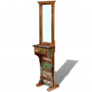 vidaXL Espelho de corredor 47x23x180 cm madeira reciclada maci&ccedil;a