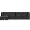 vidaXL 5 pcs conjunto lounge de jardim c/ almofadões vime PE preto