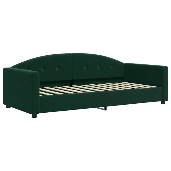 vidaXL Sof&aacute;-cama 90x200 cm veludo verde-escuro
