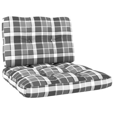 vidaXL Cadeiras de jardim 2 pcs c/ almofadões xadrez cinzento pinho