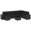 vidaXL 9 pcs conjunto de sof&aacute;s p/ jardim c/ almofad&otilde;es vime PE preto