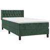 vidaXL Cama com molas/colch&atilde;o 100x200 cm veludo verde-escuro