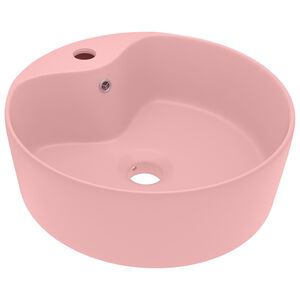 vidaXL Lavat&oacute;rio com extravasamento 36x13 cm cer&acirc;mica rosa mate
