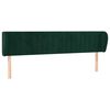 vidaXL Cabeceira de cama c/ abas veludo 183x23x78/88cm verde-escuro